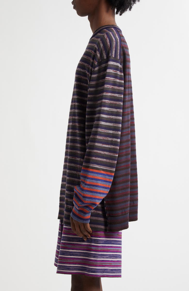 Waste Yarn Project Tania Colorblock Crewneck Sweater, Alternate, color, Dark Purple Multi