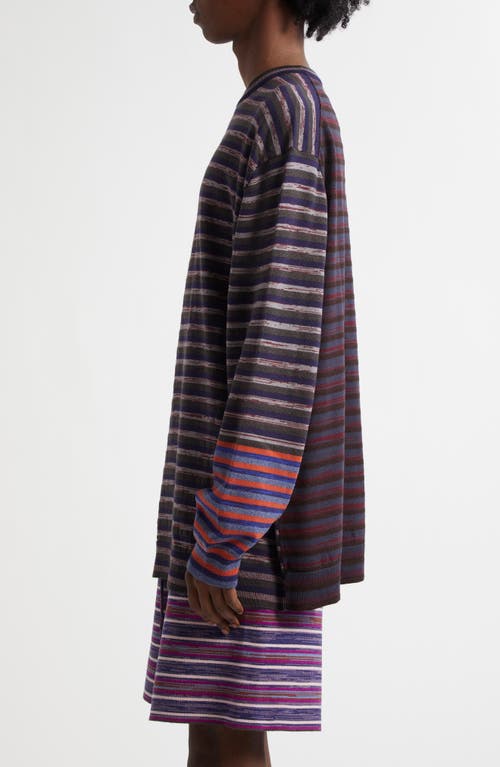 Waste Yarn Project Tania Colorblock Crewneck Sweater In Dark Purple Multi