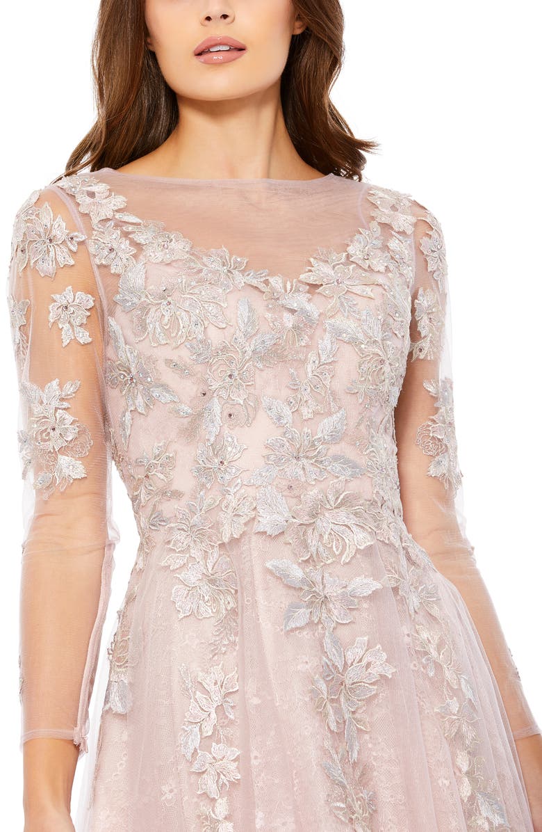 Mac Duggal Floral Embroidered Long Sleeve Lace & Tulle Cocktail Dress, Alternate, color,