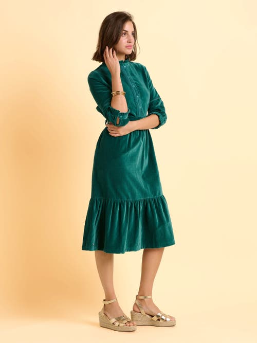 Brakeburn Starry 3/4 Sleeve High Neck Midi Dress In Green