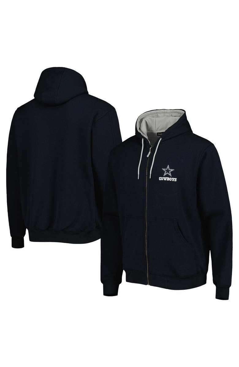 DUNBROOKE Men's Navy Dallas Cowboys Craftsman Thermal Lined Full-Zip Hoodie, Main, color, 