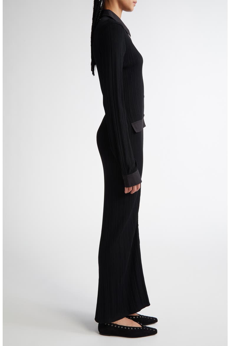 Long Sleeve Rib Maxi Shirtdress, Alternate, color, BLACK