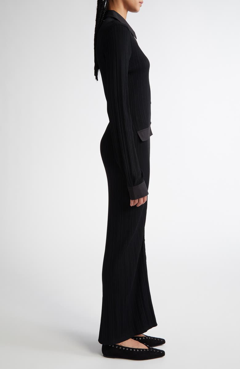 TOTEME Long Sleeve Rib Maxi Shirtdress, Alternate, color, Black