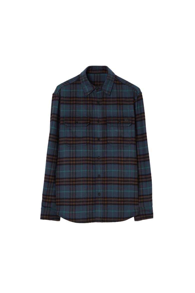 Check Wool Flannel Overshirt, Alternate, color, Teal blue