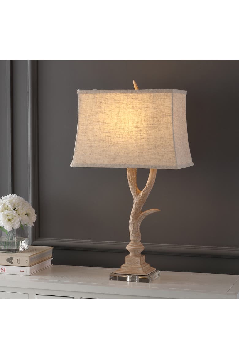 Antler 29.5" Rustic Resin/Crystal LED Table Lamp, Alternate, color, Beige