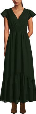 Lands' End Vneck Flutter Sleeve Maxi Dress