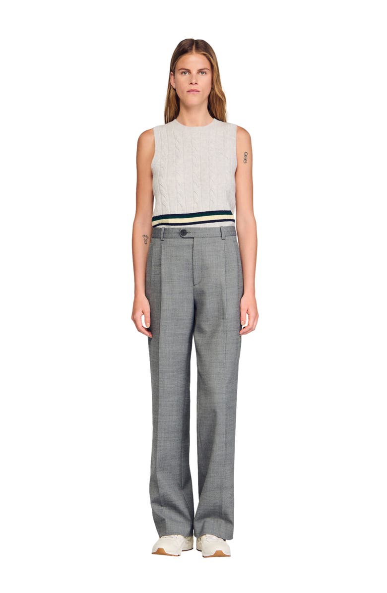 SANDRO Straight-leg trousers, Alternate, color, Grey