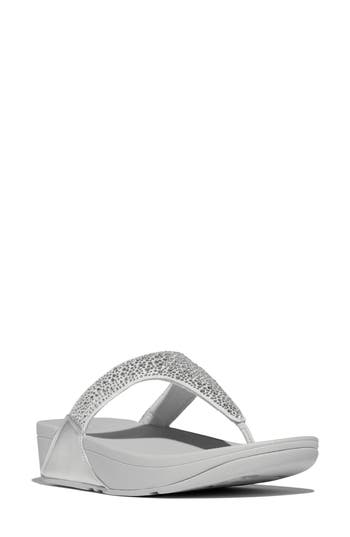 Fitflop Womens Lulu Crystal-mix Toe-post Sandals In Silver