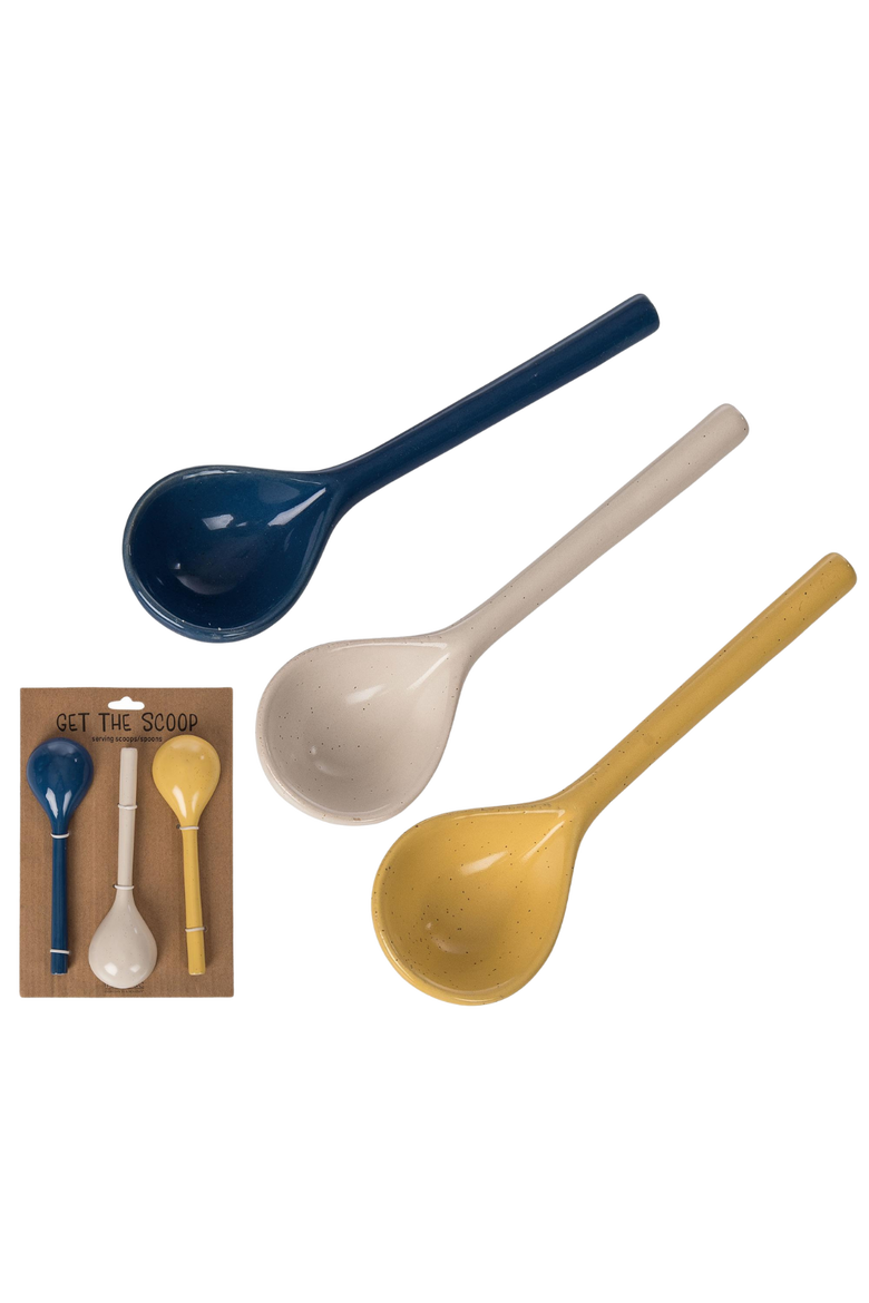 Ceramic Citrus Indigo Spoons Set of 3 Colorful Home Decor for Spring Kitchen and Dining, Main, color, Blue