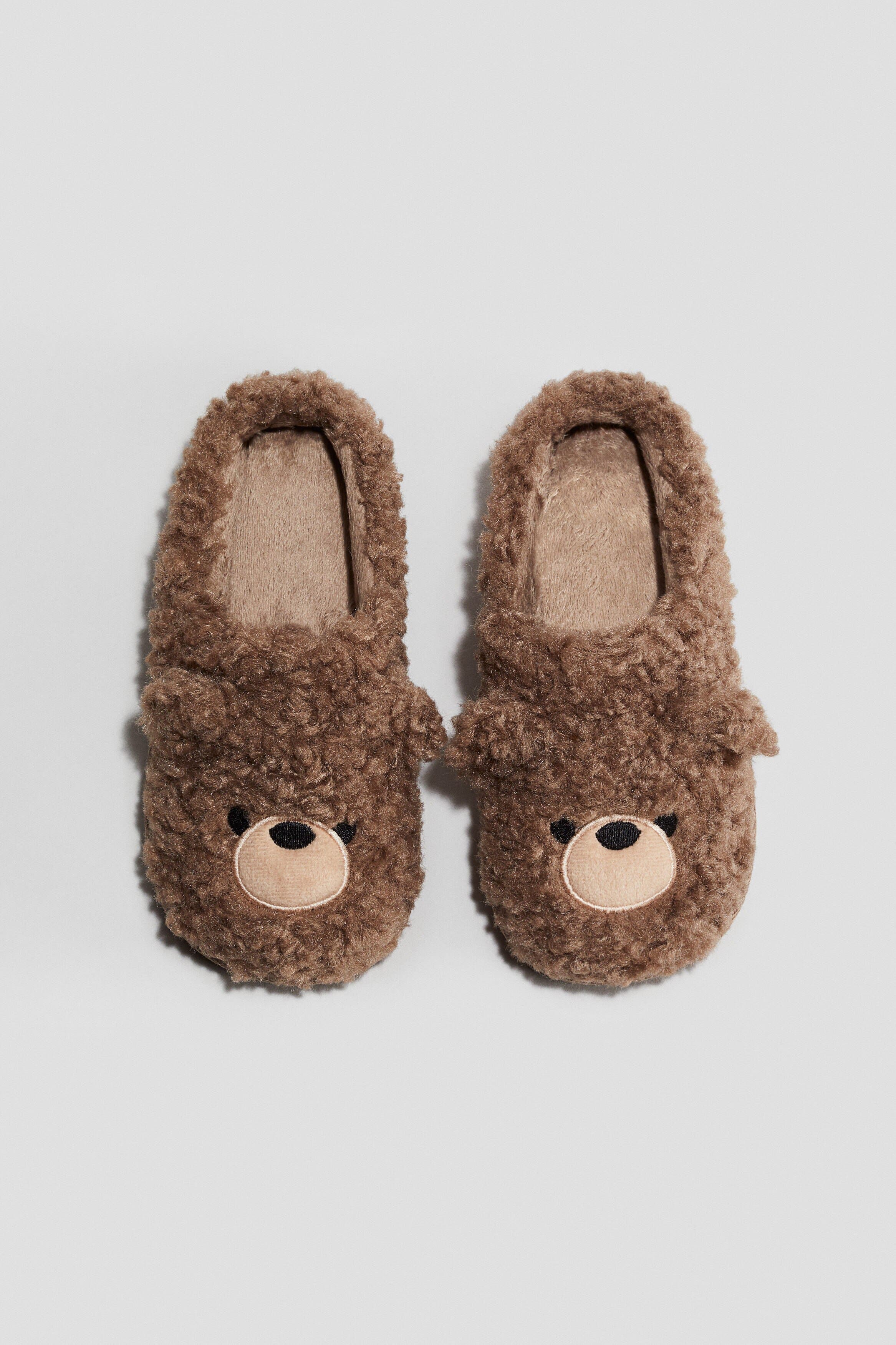 H&M Teddy Slippers, Main, color, Brown/Teddy Bear