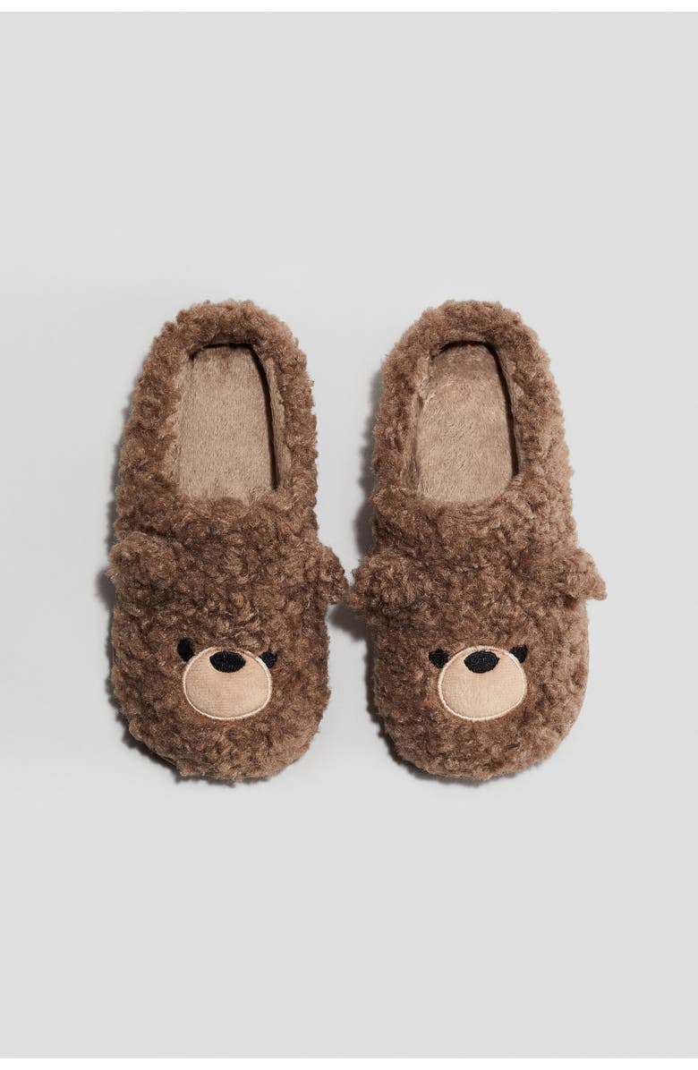 H&M Teddy Slippers, Main, color, Brown/Teddy Bear