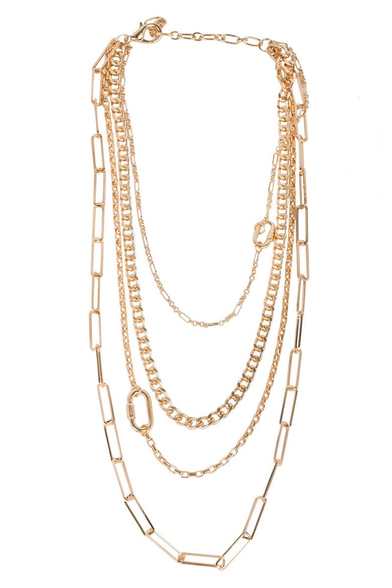 Mixed Chain Link Layered Necklace, Alternate, color, GOLD