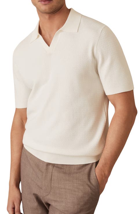 Tyne Textured Johnny Collar Polo Sweater