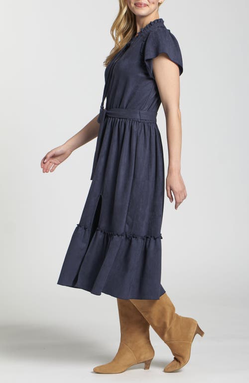 Apny Tiered Midi Dress In Blue