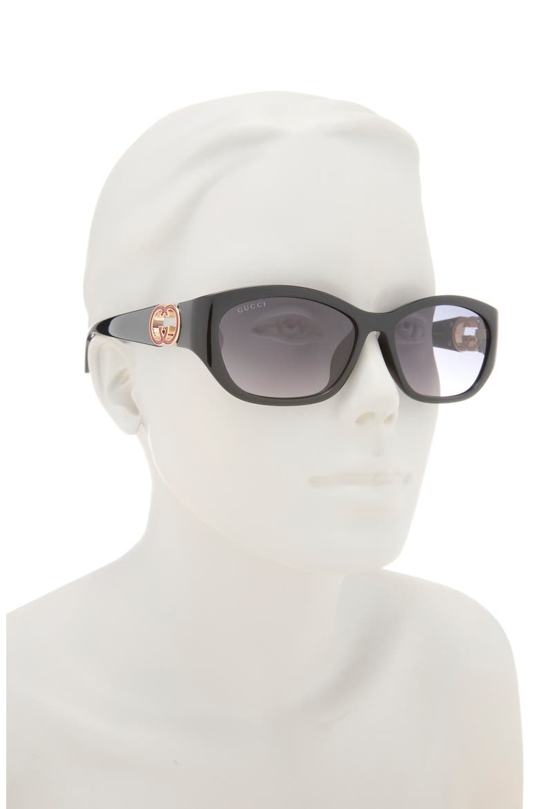 GG1826SK 57mm Gradient Round Sunglasses, Alternate, color, BLACK BLACK GREY