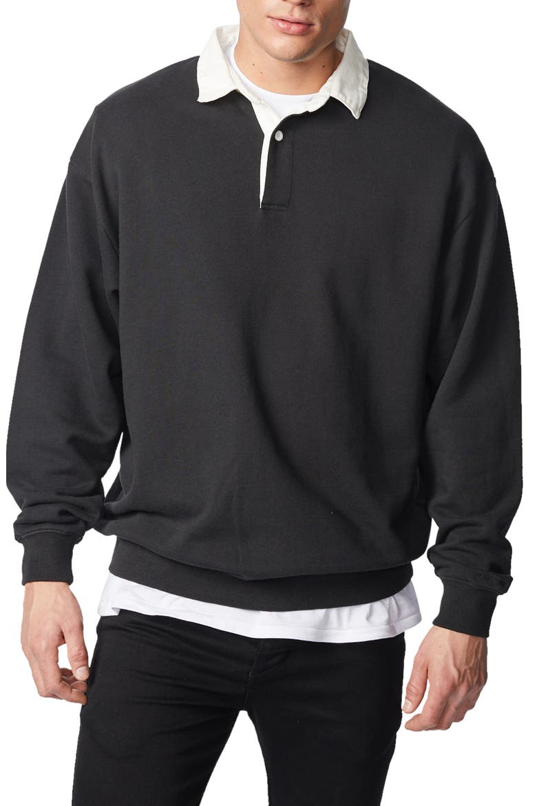 Contrast Polo Sweatshirt, Main, color, BLACK/ MILK