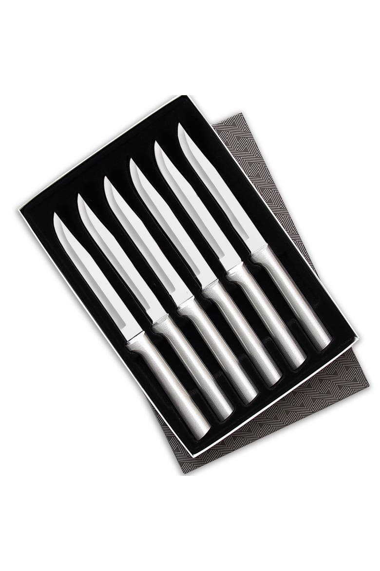 6 Piece Steak Knife Set in Gift Box, Main, color, Silver