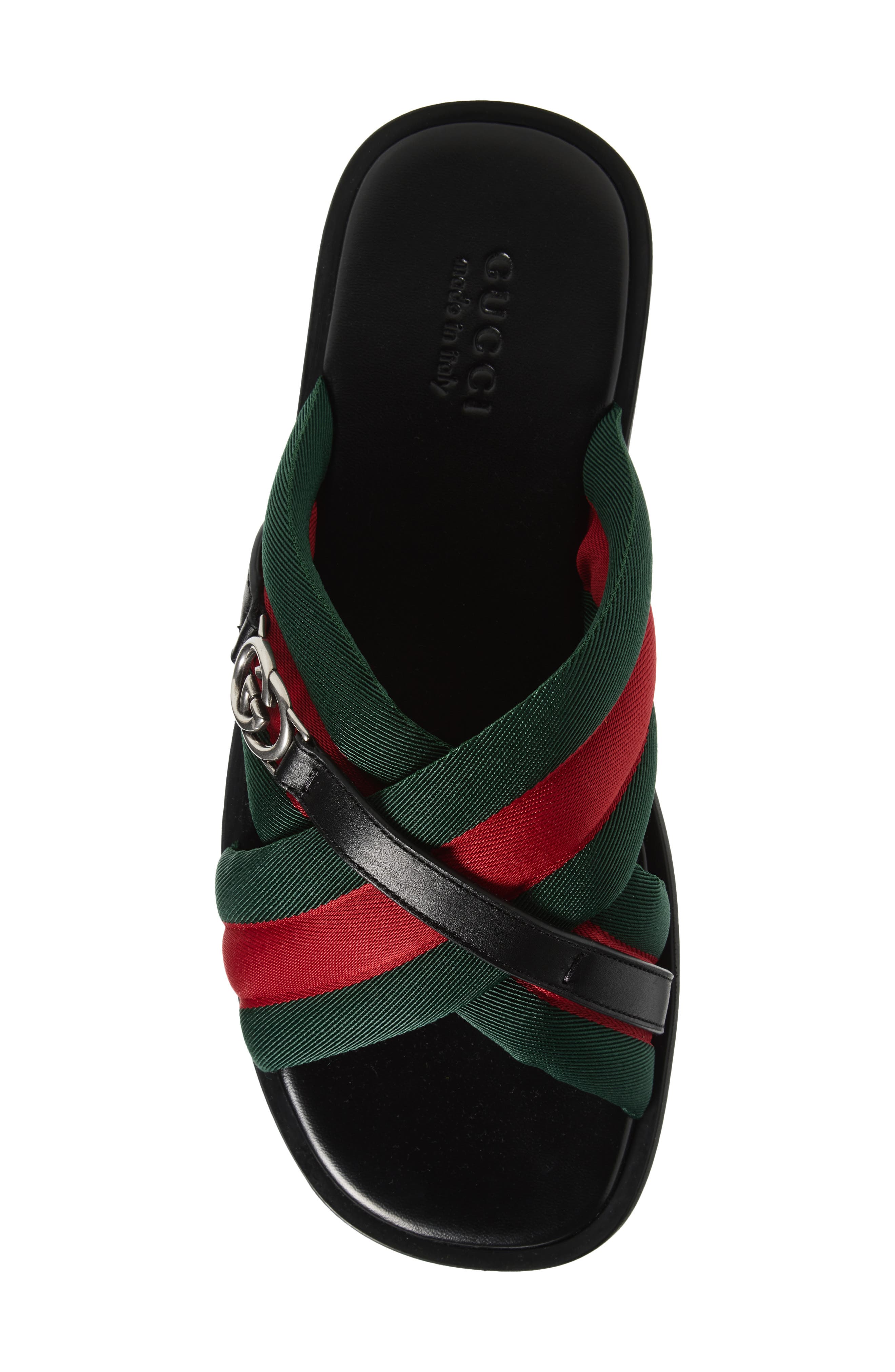 Gucci Maverik Crossover Strap Sandal, Alternate, color, Green/ Red