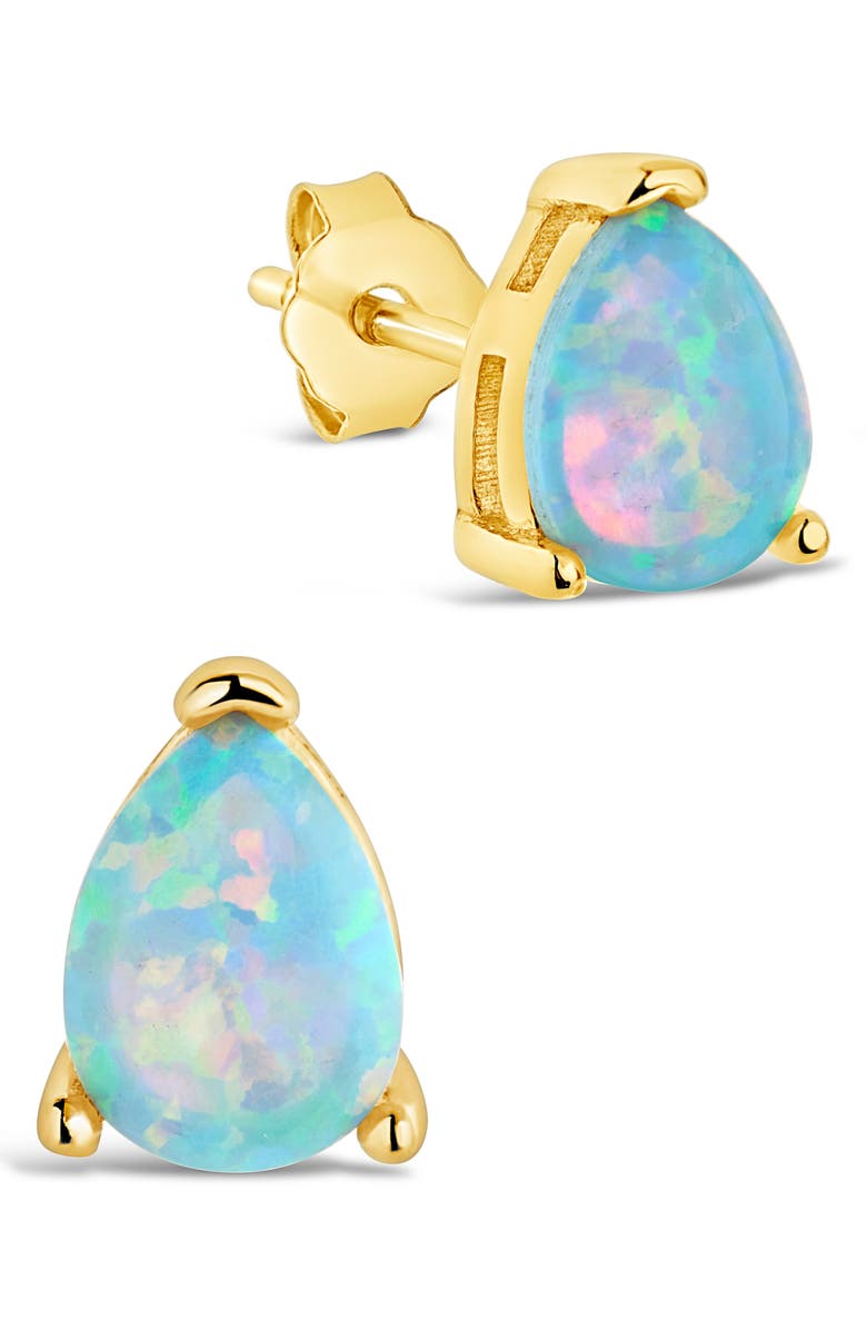 Sterling Forever Isla Created Opal Stud Earrings, Alternate, color, Gold