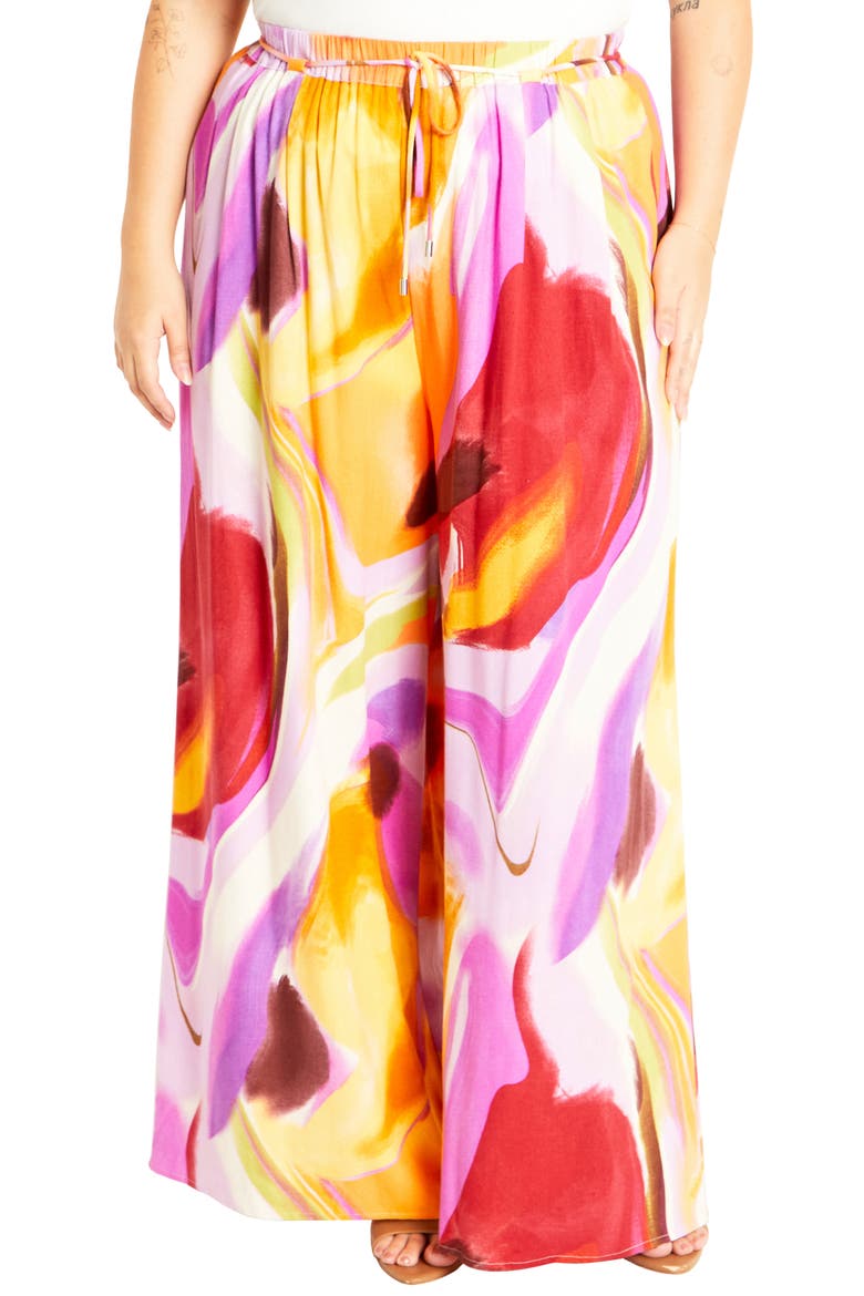 Esme Print Wide Leg Pants, Main, color, SUMMER SWIRL