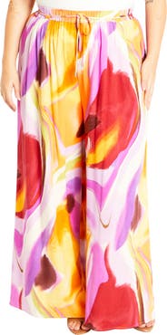 City Chic Esme Print Wide Leg Pants
