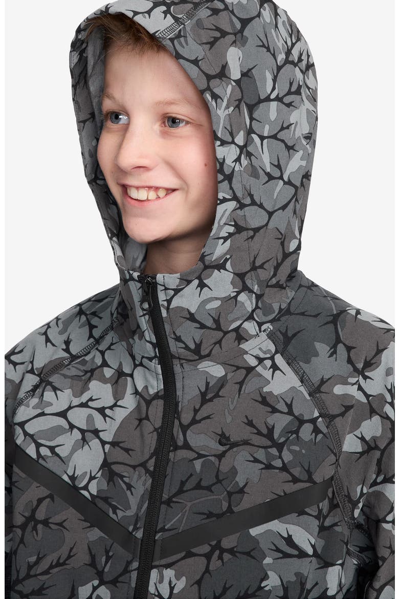Kids' Sportswear Tech Woven Hooded Full Zip Jacket, Alternate, color, BLACK/ BLACK