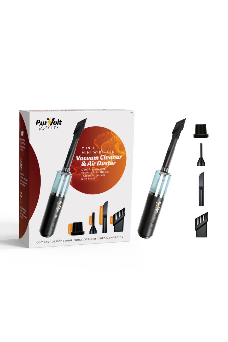 2-in-1 Mini Wireless Vacuum Cleaner & Air Duster, Main, color, Black