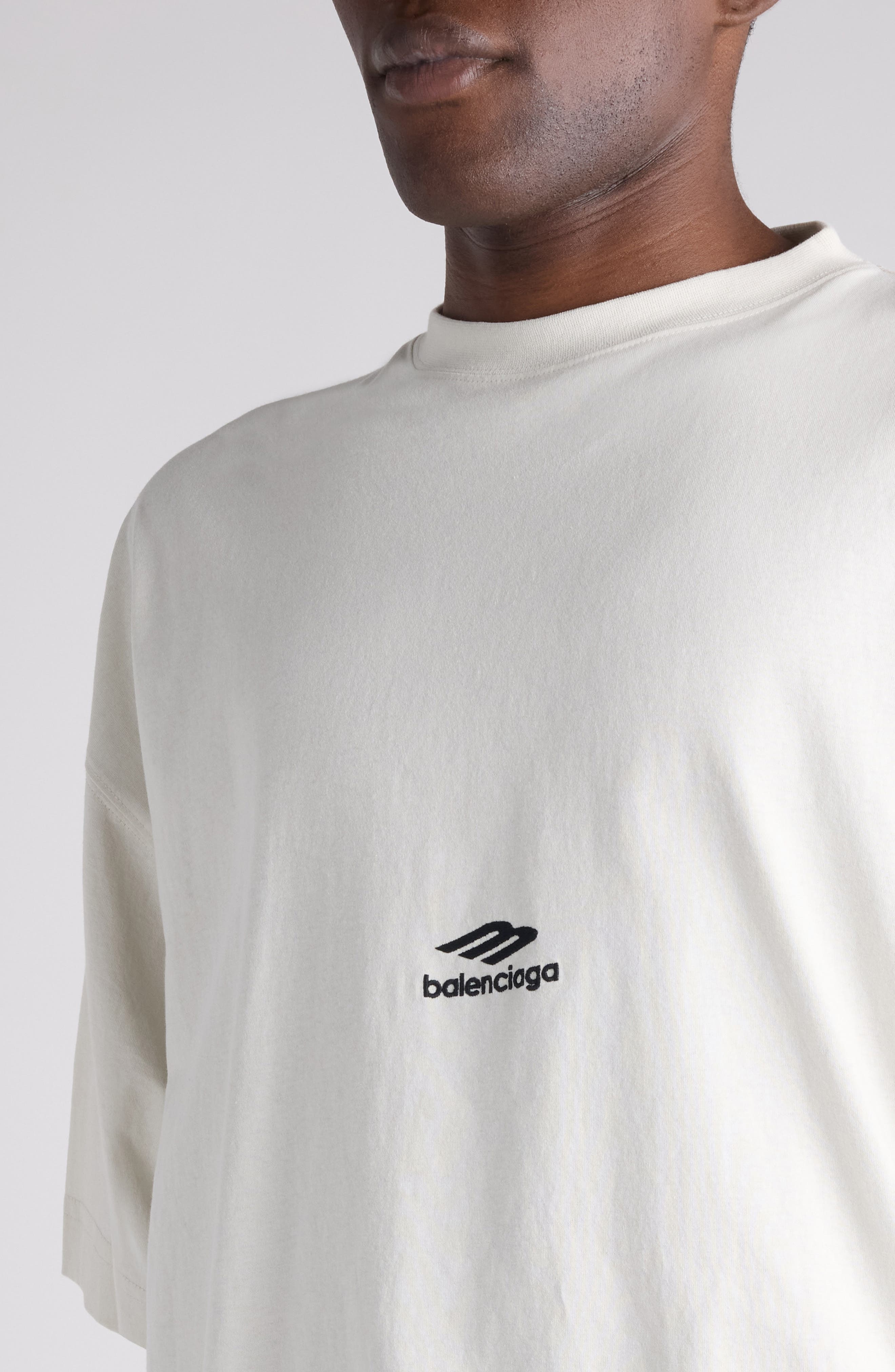 Balenciaga 3B Sports Icon Embroidered Oversize T-Shirt (Men