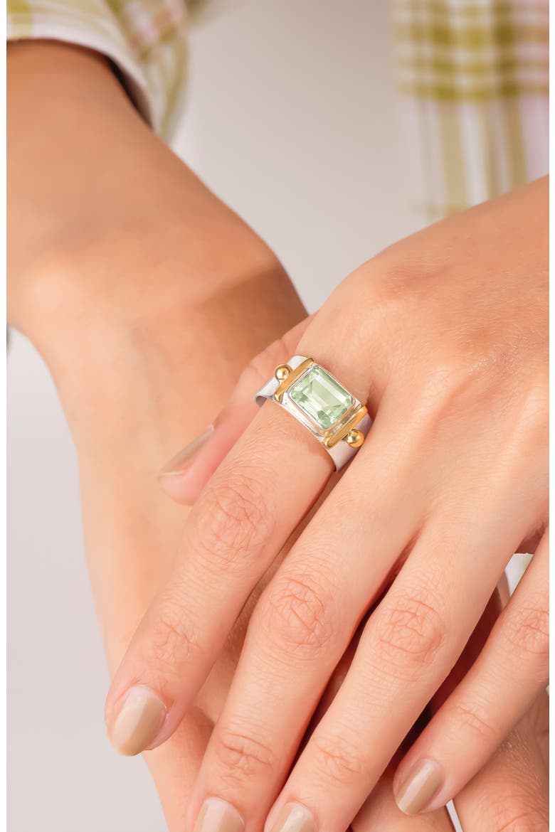Baguette Cut Gemstone Ring, Alternate, color, GREEN