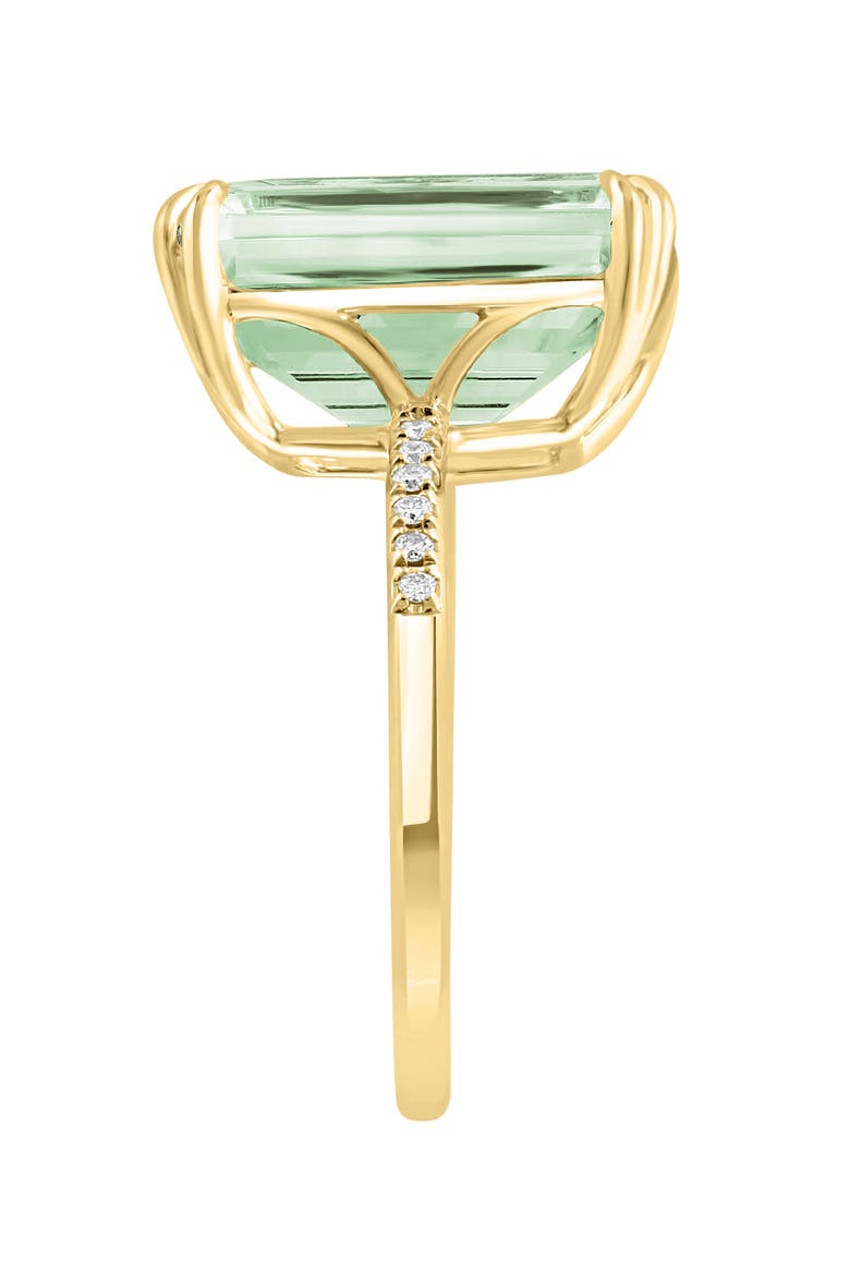 14K Yellow Gold Emerald Cut Green Amethyst & Diamond Ring, Alternate, color, 14K Gold
