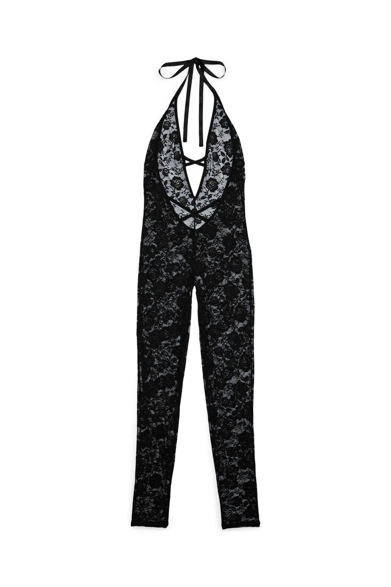 Catrice Crotchless Catsuit Lingerie, Alternate, color, Black