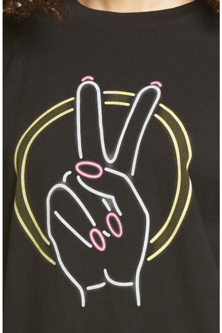 Women's The Time Is Now Graphic Long Sleeve Tee, Alternate, color, BLACK PEACE HAND