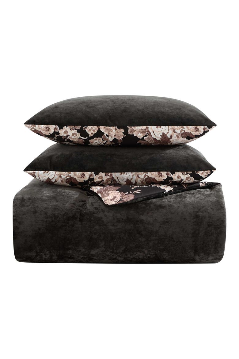 Velvet Solid Comforter & Sham Set, Main, color, BLACK