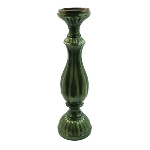 Storied Home Tall Embossed Mercury Glass Candle Holder, Green In Green