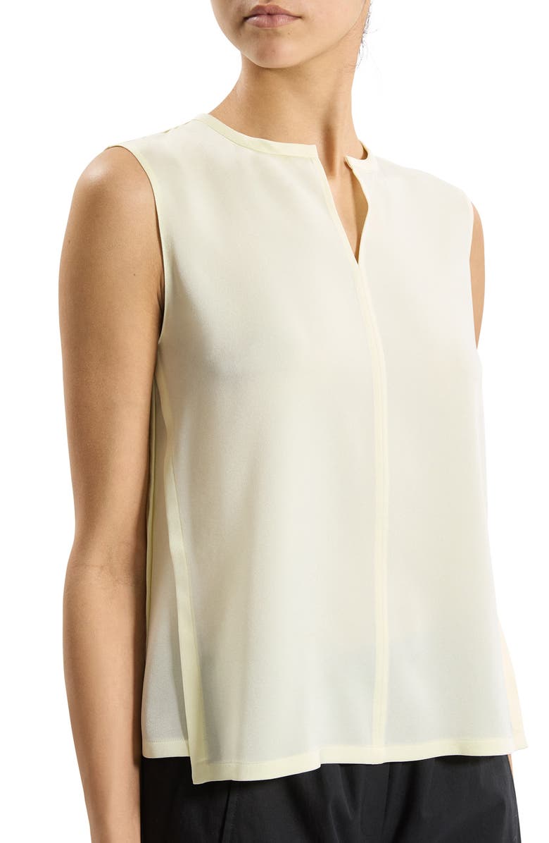 Theory Split Neck Satin Tank, Alternate, color, Lemongrass - 2Eo