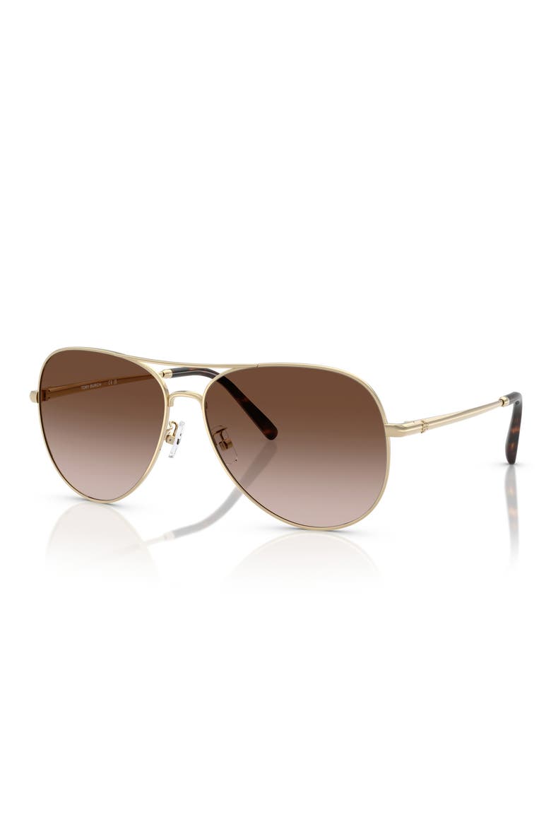 58mm Pilot Sunglasses, Alternate, color, LIGHT GOLD / BROWN GRADIENT