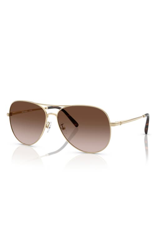 Tory Burch 60mm Pilot Sunglasses In Light Gold/brown Gradient