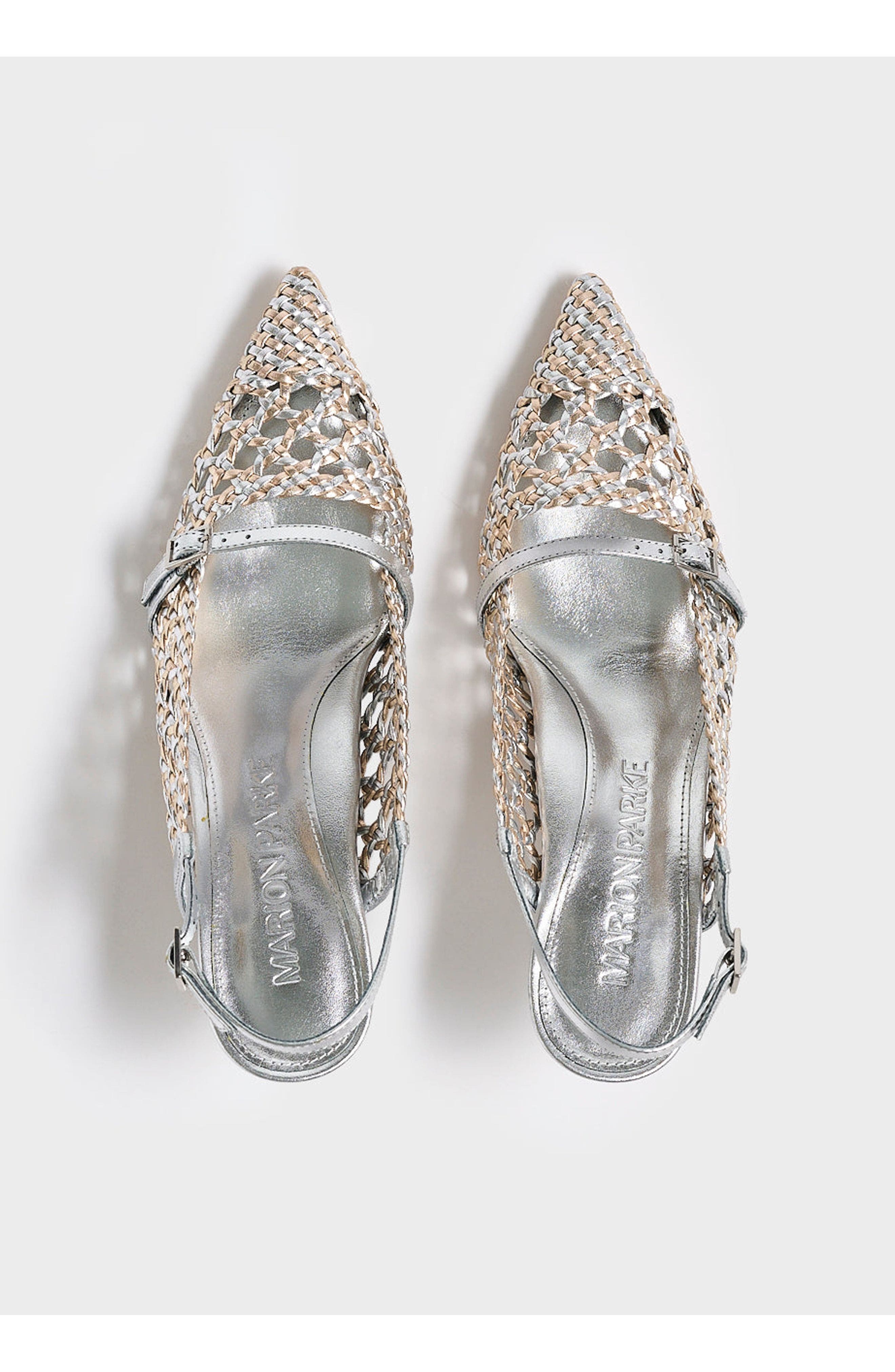 MARION PARKE Melissa Slingback | Metallic Nappa, Alternate, color, Silver/Gold