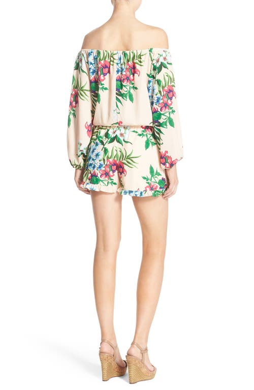 Fraiche By J Off The Shoulder Print Romper In Neutral
