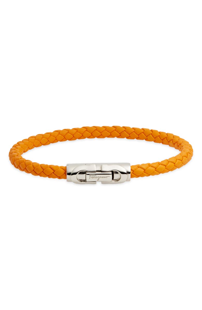 FERRAGAMO Salvatore Ferragamo Scoubi Braided Leather Bracelet, Main, color, 
