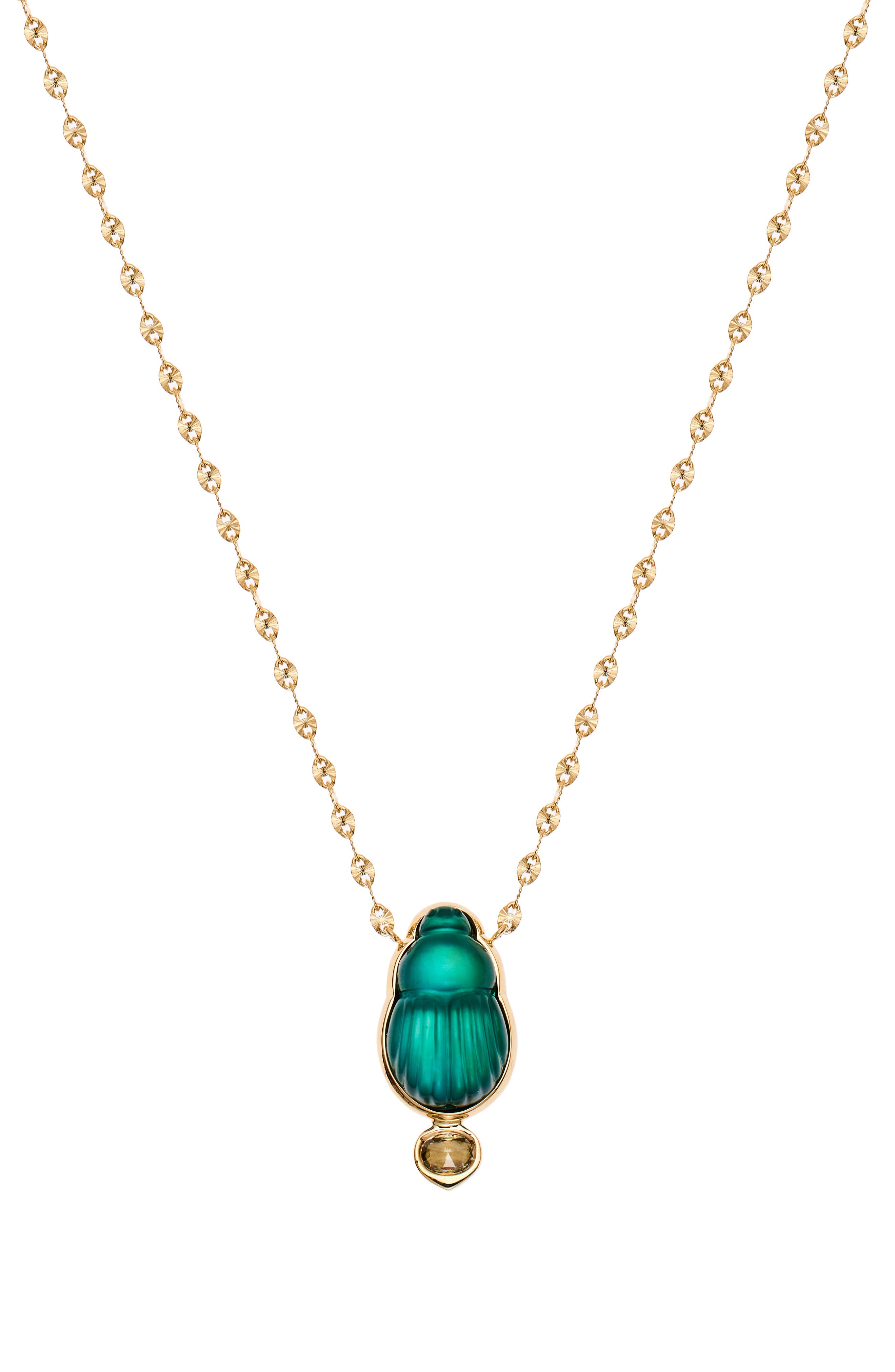 Lito Giada Scarab Pendant Necklace In Green