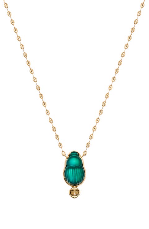 Giada Scarab Pendant Necklace