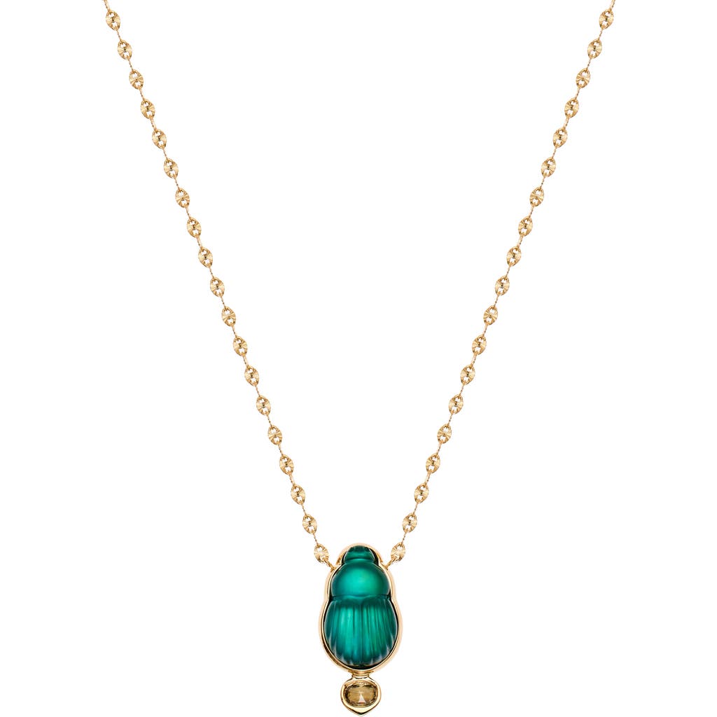 Lito Giada Scarab Pendant Necklace In Green