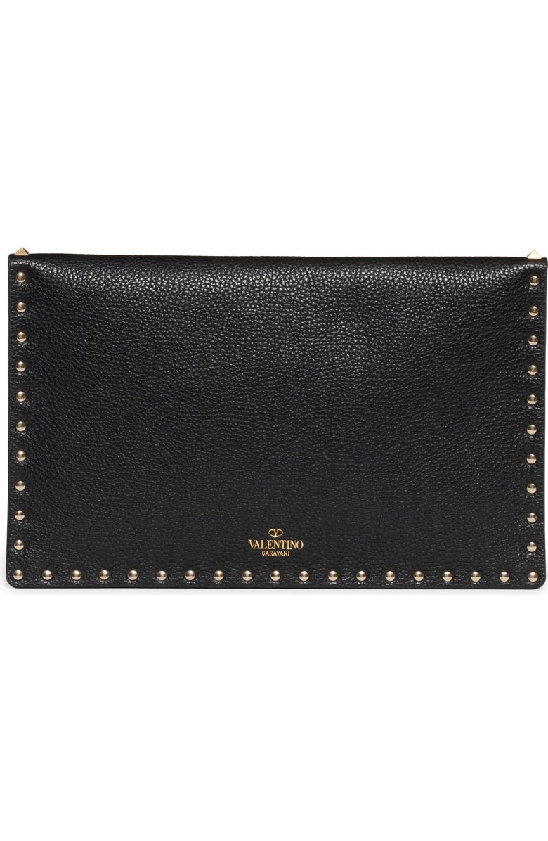 Valentino Garavani Large Rockstud Leather Envelope Pouch, Alternate, color,