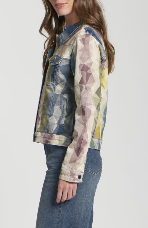 Apny Printed Denim Jacket In Blue