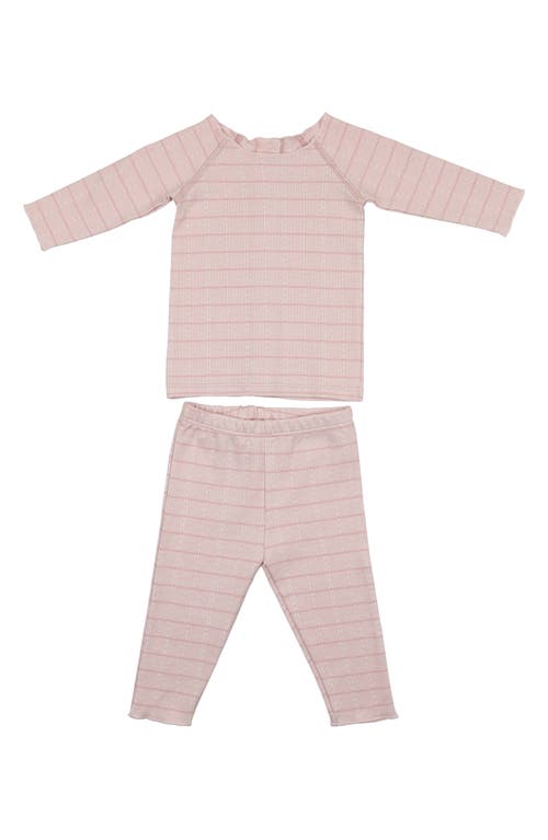 Maniere Manière Kids' Raglan Sleeve Cotton Blend Top & Pants Set In Pink