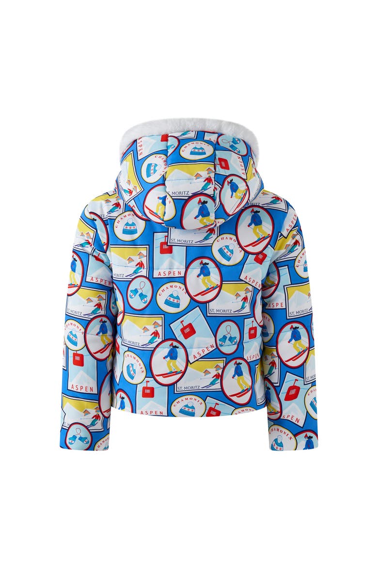 Ski Travel Printed Puffer Jacket, Alternate, color, Blue