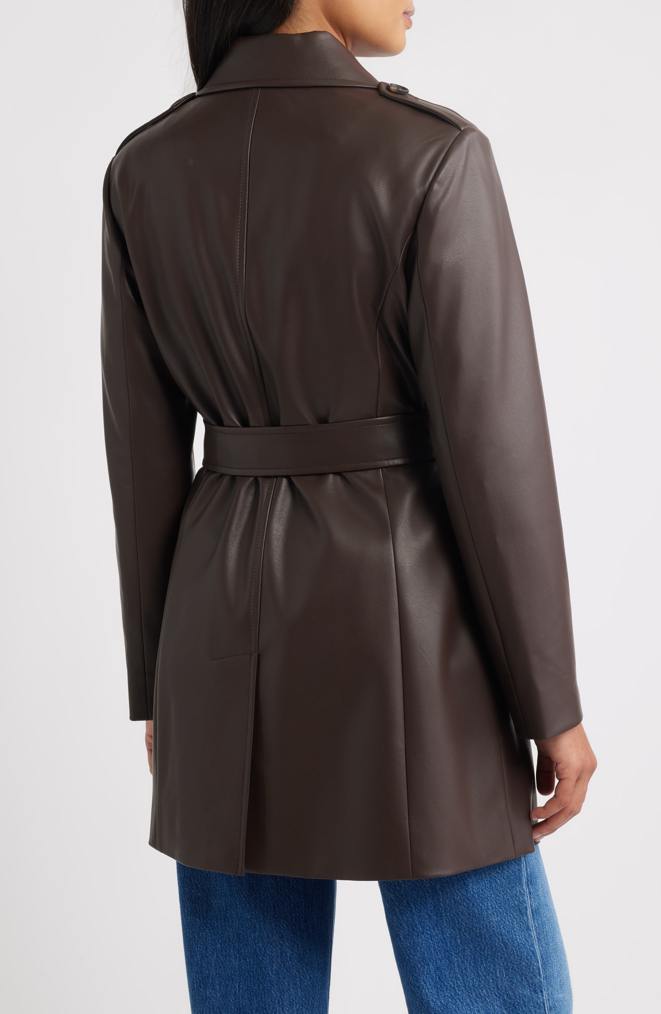 Faux Leather Trench Coat - image 2