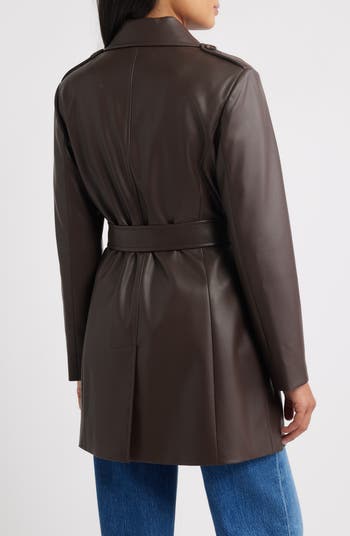 Faux Leather Trench Coat