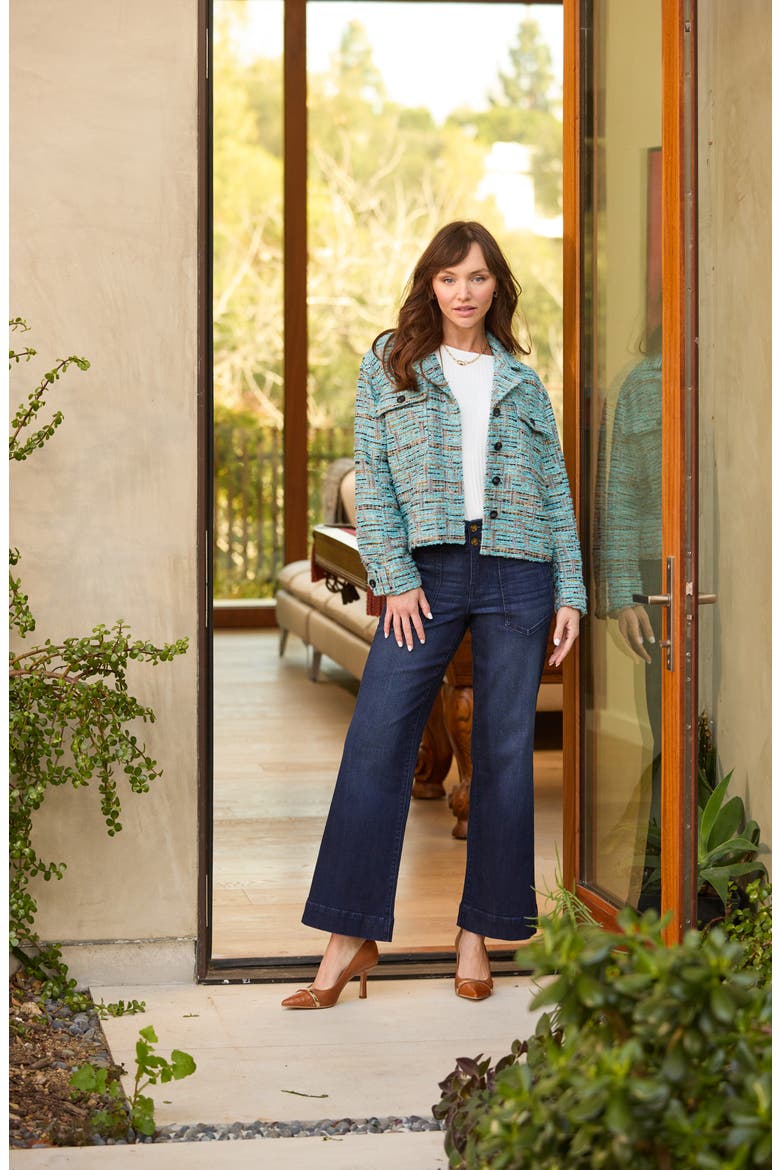 Boxy Bouclé Shacket, Alternate, color, OCEAN BOUCLE